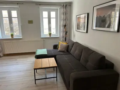 Ein Sitzbereich in der Unterkunft Sandstein-Ferien, FeWo 