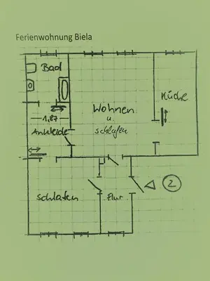 Grundriss der Unterkunft Sandstein-Ferien, FeWo 