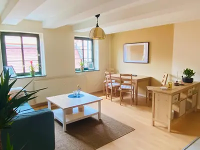 Ein Sitzbereich in der Unterkunft Am Engelserker - Ferienwohnungen in der Altstadt