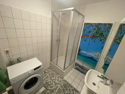Ein Badezimmer in der Unterkunft Richter Apartments Finsterwalde 3