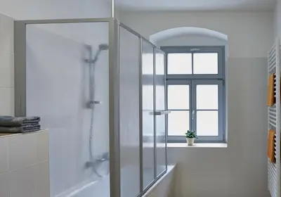 Ein Badezimmer in der Unterkunft Ferienwohnung Prießnitz