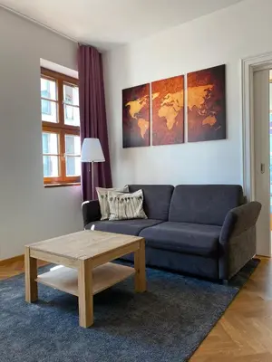 Ein Sitzbereich in der Unterkunft grosszügiges Apartment mit Blick zur Frauenkirche