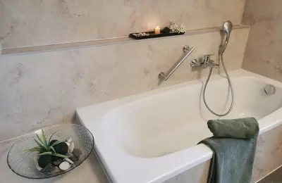 Ein Badezimmer in der Unterkunft Ferienwohnung am Zschopautal - mit Saunabereich