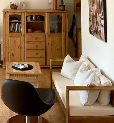 Ein Sitzbereich in der Unterkunft Ferienapartment Casa Heideblick mit Sonnenterrasse & Garten