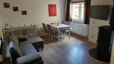Ein Sitzbereich in der Unterkunft Ferienhaus Senft