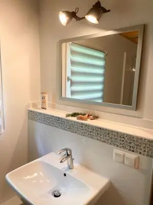 Ein Badezimmer in der Unterkunft Ferienhaus Rosengarten