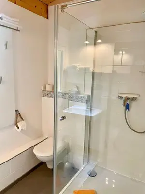 Ein Badezimmer in der Unterkunft Ferienhaus Sandsteinwandblick