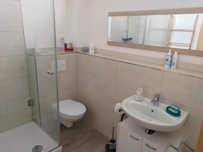Ein Badezimmer in der Unterkunft Ferienwohnung am See