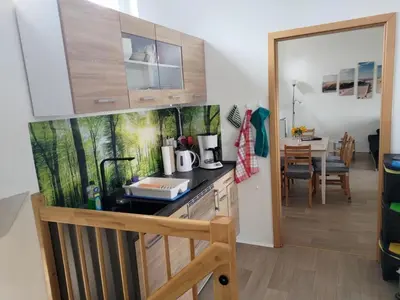 Küche/Küchenzeile in der Unterkunft Ferienwohnung am See