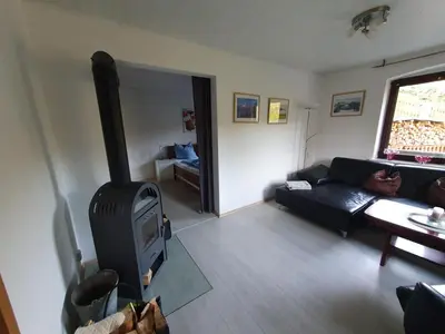 Ein Sitzbereich in der Unterkunft Fewo-hierundjetzt Lichtenhain bei Sebnitz am Malerweg