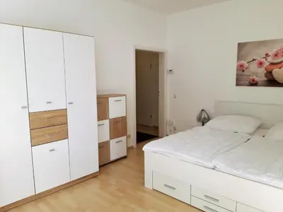 Ein Bett oder Betten in einem Zimmer der Unterkunft gemütliche kleine Ferienwohnung