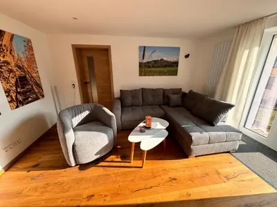 Ein Sitzbereich in der Unterkunft Ferienapartment Horn