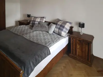 Ein Bett oder Betten in einem Zimmer der Unterkunft Stadtpanorama