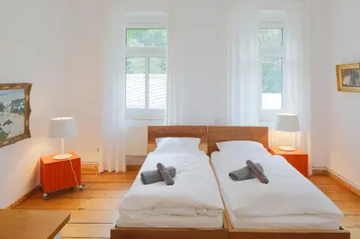 Ein Bett oder Betten in einem Zimmer der Unterkunft Burg Schöna