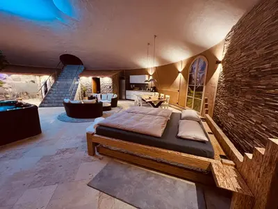 Ein Bett oder Betten in einem Zimmer der Unterkunft Wellness-Speicher