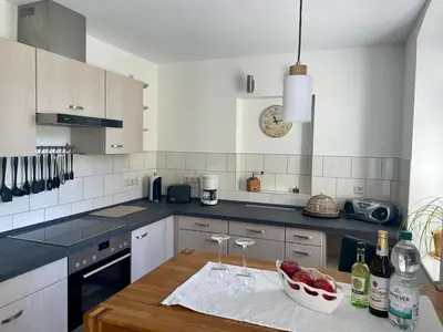 Küche/Küchenzeile in der Unterkunft außergewöhnliches Apartment - nur 15 min bis Dresden
