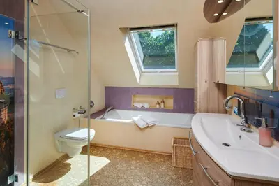 Ein Badezimmer in der Unterkunft Laasenhof