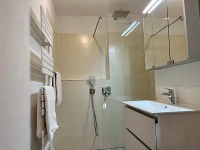 Ein Badezimmer in der Unterkunft Ferienwohnung Elbtal Meißen, Dresden, Moritzburg