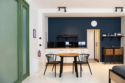 Küche/Küchenzeile in der Unterkunft Design Studio Altstadt nahe Malerweg