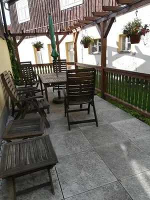 Ein Balkon oder eine Terrasse in der Unterkunft Ferienhaus 3 Eulen