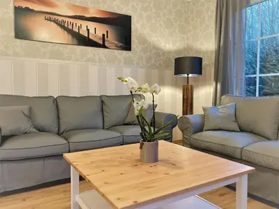 Ein Sitzbereich in der Unterkunft Haus-Am-See-Pratzschwitz