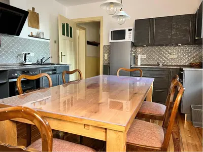 Küche/Küchenzeile in der Unterkunft Ferienwohnung Landlust - ideal für Hundefreunde und Monteure, free WLAN & Parken, Smart-TV