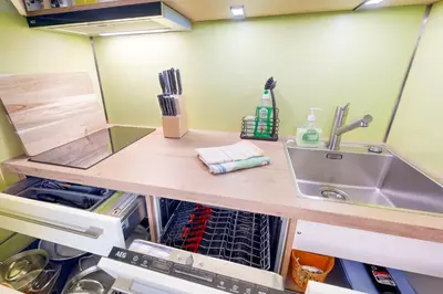 Küche/Küchenzeile in der Unterkunft Ferienwohnung Sächsische Schweiz Kurort Rathen