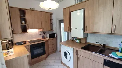 Küche/Küchenzeile in der Unterkunft Ferienwohnung Eppendorf