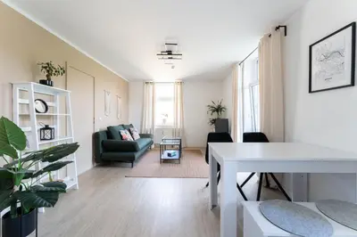 Ein Sitzbereich in der Unterkunft Ferienwohnung mit Parkplatz & Balkon nahe Elbe