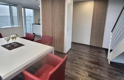 Ein Sitzbereich in der Unterkunft Ferienhaus Sky