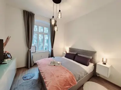 Ein Bett oder Betten in einem Zimmer der Unterkunft Daheim in Dresden