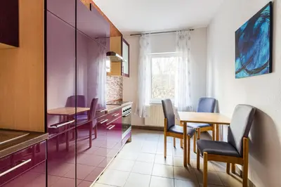 Ein Sitzbereich in der Unterkunft Apartmenthaus in Chemnitz für Monteure