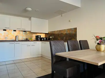 Küche/Küchenzeile in der Unterkunft Familienapartment mit Panoramablick zur Frauenkirche