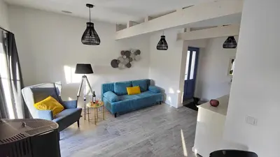 Ein Sitzbereich in der Unterkunft Ferienhaus im Wesenitztal