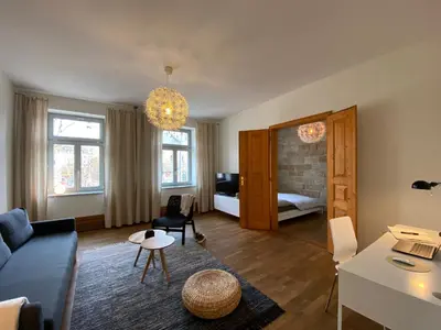 Ein Bett oder Betten in einem Zimmer der Unterkunft Apartments Dresden Neustadt Apartment KATY