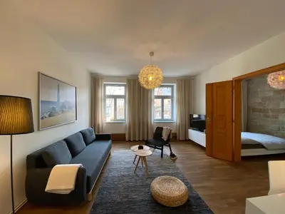 Ein Bett oder Betten in einem Zimmer der Unterkunft Apartments Dresden Neustadt Apartment KATY