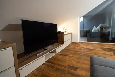 TV/Unterhaltungsangebot in der Unterkunft Hochwertiges Apartment / 120m² / Dachterrasse / Parking
