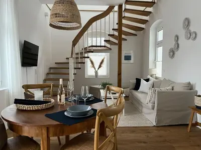 Ein Sitzbereich in der Unterkunft Wohlfühl-Apartment am Paradiesberg