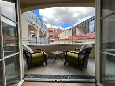 Ein Balkon oder eine Terrasse in der Unterkunft Luxury Home / 2-Raum-Apartment an der Frauenkirche