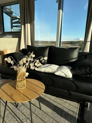 Ein Sitzbereich in der Unterkunft Appartment Düne 7 2OG