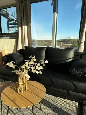 Ein Sitzbereich in der Unterkunft Appartment Düne 7 2OG
