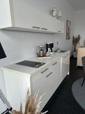 Küche/Küchenzeile in der Unterkunft Doppelzimmer im Strandhaus 2
