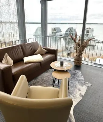 Ein Sitzbereich in der Unterkunft Appartment Seeblick 9