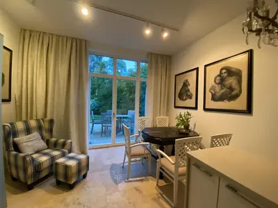 Ein Sitzbereich in der Unterkunft Haus Mathilda - Kurort Gohrisch - Kamin - Terrasse - Gartensauna - Parkplatz