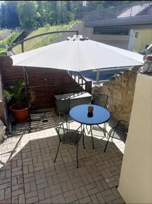 Ein Patio oder anderer Außenbereich in der Unterkunft Gohrischstein Blick