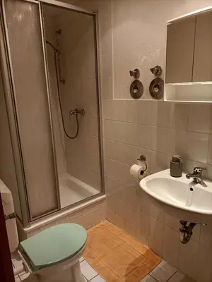 Ein Badezimmer in der Unterkunft Gohrischstein Blick