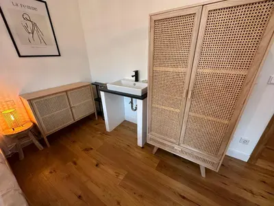Küche/Küchenzeile in der Unterkunft Ferienwohnung Hortensie Rittergut Schloss Zehista Gutshaus