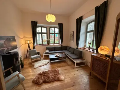 TV/Unterhaltungsangebot in der Unterkunft Ferienwohnung Hortensie Rittergut Schloss Zehista Gutshaus