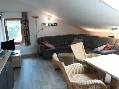 Ein Sitzbereich in der Unterkunft Ferienwohnungen Antonsruh im Kirnitzschtal