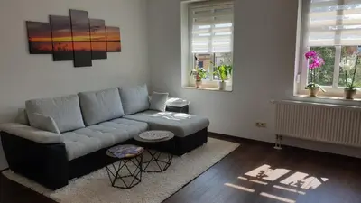Ein Sitzbereich in der Unterkunft SeenSucht & Urlaubsträume, Ferienwohnung 